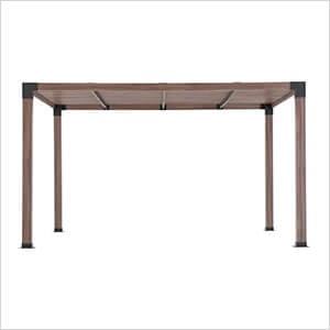 10 x 12 Modern Metal Pergola with Nature Wood Grain Finish