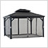 SummerCove 10 x 12 Black Steel Hardtop Gazebo with Hook and Netting