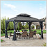 SummerCove 10 x 12 Black Steel Hardtop Gazebo with Hook and Netting