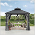 10 x 10 Aluminum Frame 2-Tier Steel Hardtop Gazebo with Netting, Curtain and Ceiling Hook