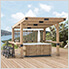 10 x 11 Wooden Grill / BBQ / Hot Tub Pergola with Large Bar Shelves