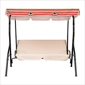 2-Seat Steel Patio Swing Chair with Tilt Canopy