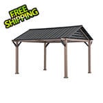 Sunjoy Group 13 x 13 Steel Gable Roof Hardtop Pavilion Gazebo with Ceiling Hook