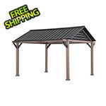 Sunjoy 13 x 13 Steel Gable Roof Hardtop Pavilion Gazebo with Ceiling Hook