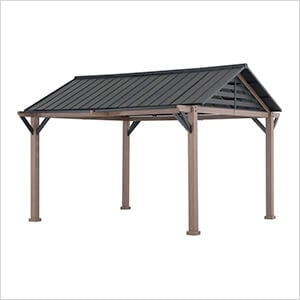 13 x 13 Steel Gable Roof Hardtop Pavilion Gazebo with Ceiling Hook