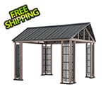 Sunjoy 11 x 13 Gable Roof Hardtop Pavilion Gazebo with Ceiling Hook