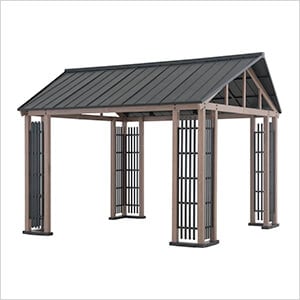 11 x 13 Gable Roof Hardtop Pavilion Gazebo with Ceiling Hook