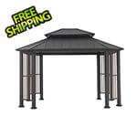 Sunjoy 11 x 13 Octagon 2-Tier Hardtop Gazebo with Ceiling Hook