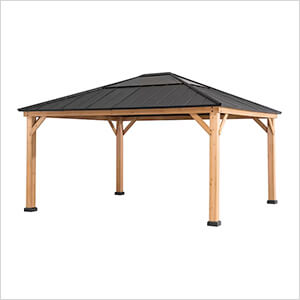 13 x 15 Wood Steel Roof Gazebo with Ceiling Hook