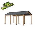 Sunjoy Group AutoCove 11 x 20 Gable Roof Wood Carport / Gazebo with 2 Ceiling Hooks