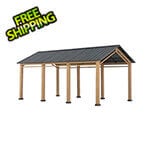 Sunjoy 12x20 Metal Carports, Outdoor Living Pavilion, Gazebo with Ceiling  Hook and Fabric Enclosure