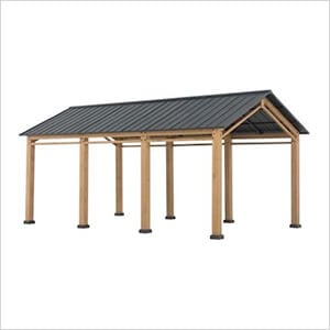 AutoCove 11 x 20 Gable Roof Wood Carport / Gazebo with 2 Ceiling Hooks