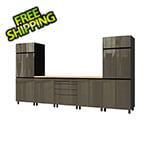 Contur Cabinet 12.5' Premium Terra Grey Garage Cabinet System with Butcher Block Tops