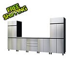 Contur Cabinet 12.5' Premium Stainless Steel Garage Cabinet System with Stainless Steel Tops