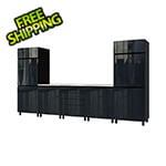 Contur Cabinet 12.5' Premium Karbon Black Garage Cabinet System with Stainless Steel Tops