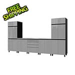 Contur Cabinet 12.5' Premium Lithium Grey Garage Cabinet System with Stainless Steel Tops