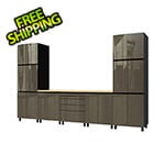 Contur Cabinet 12.5' Premium Terra Grey Garage Cabinet System with Butcher Block Tops