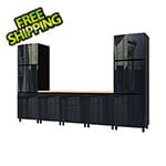 Contur Cabinet 12.5' Premium Karbon Black Garage Cabinet System with Butcher Block Tops