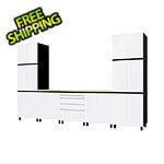 Contur Cabinet 12.5' Premium Alpine White Garage Cabinet System with Butcher Block Tops