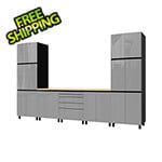 Contur Cabinet 12.5' Premium Lithium Grey Garage Cabinet System with Butcher Block Tops