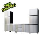 Contur Cabinet 12.5' Premium Stainless Steel Garage Cabinet System with Stainless Steel Tops