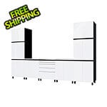 Contur Cabinet 12.5' Premium Alpine White Garage Cabinet System with Stainless Steel Tops