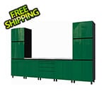 Contur Cabinet 12.5' Premium Racing Green Garage Cabinet System with Stainless Steel Tops