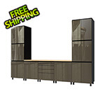Contur Cabinet 12.5' Premium Terra Grey Garage Cabinet System with Butcher Block Tops