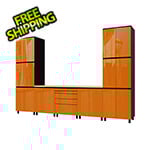 Contur Cabinet 12.5' Premium Traffic Orange Garage Cabinet System with Butcher Block Tops
