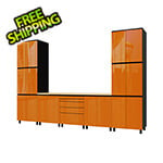 Contur Cabinet 12.5' Premium Traffic Orange Garage Cabinet System with Butcher Block Tops