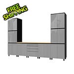 Contur Cabinet 12.5' Premium Lithium Grey Garage Cabinet System with Butcher Block Tops