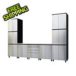 Contur Cabinet 12.5' Premium Stainless Steel Garage Cabinet System with Stainless Steel Tops