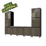 Contur Cabinet 12.5' Premium Terra Grey Garage Cabinet System with Stainless Steel Tops