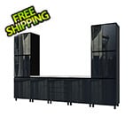 Contur Cabinet 12.5' Premium Karbon Black Garage Cabinet System with Stainless Steel Tops