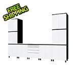 Contur Cabinet 12.5' Premium Alpine White Garage Cabinet System with Stainless Steel Tops