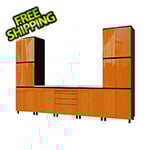 Contur Cabinet 12.5' Premium Traffic Orange Garage Cabinet System with Stainless Steel Tops