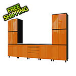 Contur Cabinet 12.5' Premium Traffic Orange Garage Cabinet System with Stainless Steel Tops