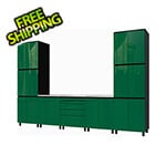 Contur Cabinet 12.5' Premium Racing Green Garage Cabinet System with Stainless Steel Tops