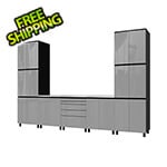 Contur Cabinet 12.5' Premium Lithium Grey Garage Cabinet System with Stainless Steel Tops