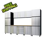 Contur Cabinet 12.5' Premium Stainless Steel Garage Cabinet System with Butcher Block Tops