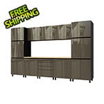 Contur Cabinet 12.5' Premium Terra Grey Garage Cabinet System with Butcher Block Tops