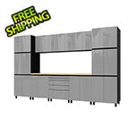 Contur Cabinet 12.5' Premium Lithium Grey Garage Cabinet System with Butcher Block Tops