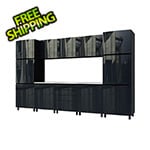 Contur Cabinet 12.5' Premium Karbon Black Garage Cabinet System with Stainless Steel Tops