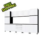 Contur Cabinet 12.5' Premium Alpine White Garage Cabinet System with Stainless Steel Tops