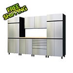 Contur Cabinet 10' Premium Stainless Steel Garage Cabinet System with Butcher Block Tops