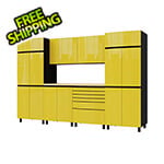 Contur Cabinet 10' Premium Vespa Yellow Garage Cabinet System with Butcher Block Tops