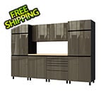 Contur Cabinet 10' Premium Terra Grey Garage Cabinet System with Butcher Block Tops