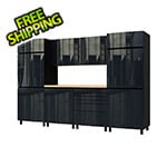 Contur Cabinet 10' Premium Karbon Black Garage Cabinet System with Butcher Block Tops