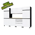 Contur Cabinet 10' Premium Alpine White Garage Cabinet System with Butcher Block Tops