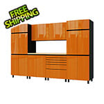 Contur Cabinet 10' Premium Traffic Orange Garage Cabinet System with Butcher Block Tops